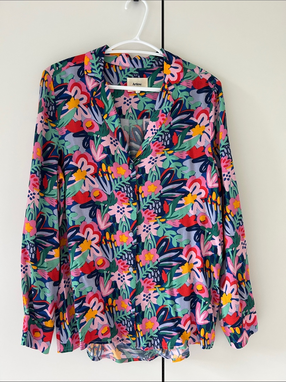 Artlove Colourful Cheerful Longsleeve Blouse Size Small